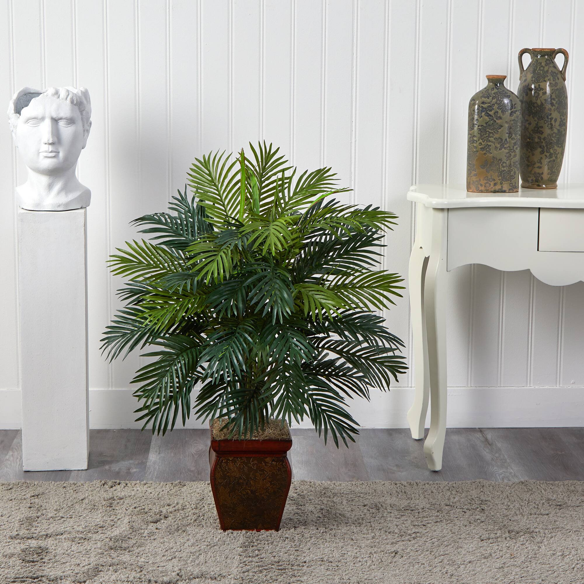 3.16ft. Areca Plant with Decorative Red Planter